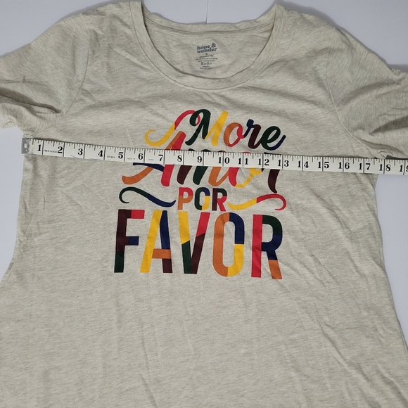 Hope & Wonder Cream Mpre Amor Por Favor Short Sleeve Graphic T Shirt - Picture 5 of 7